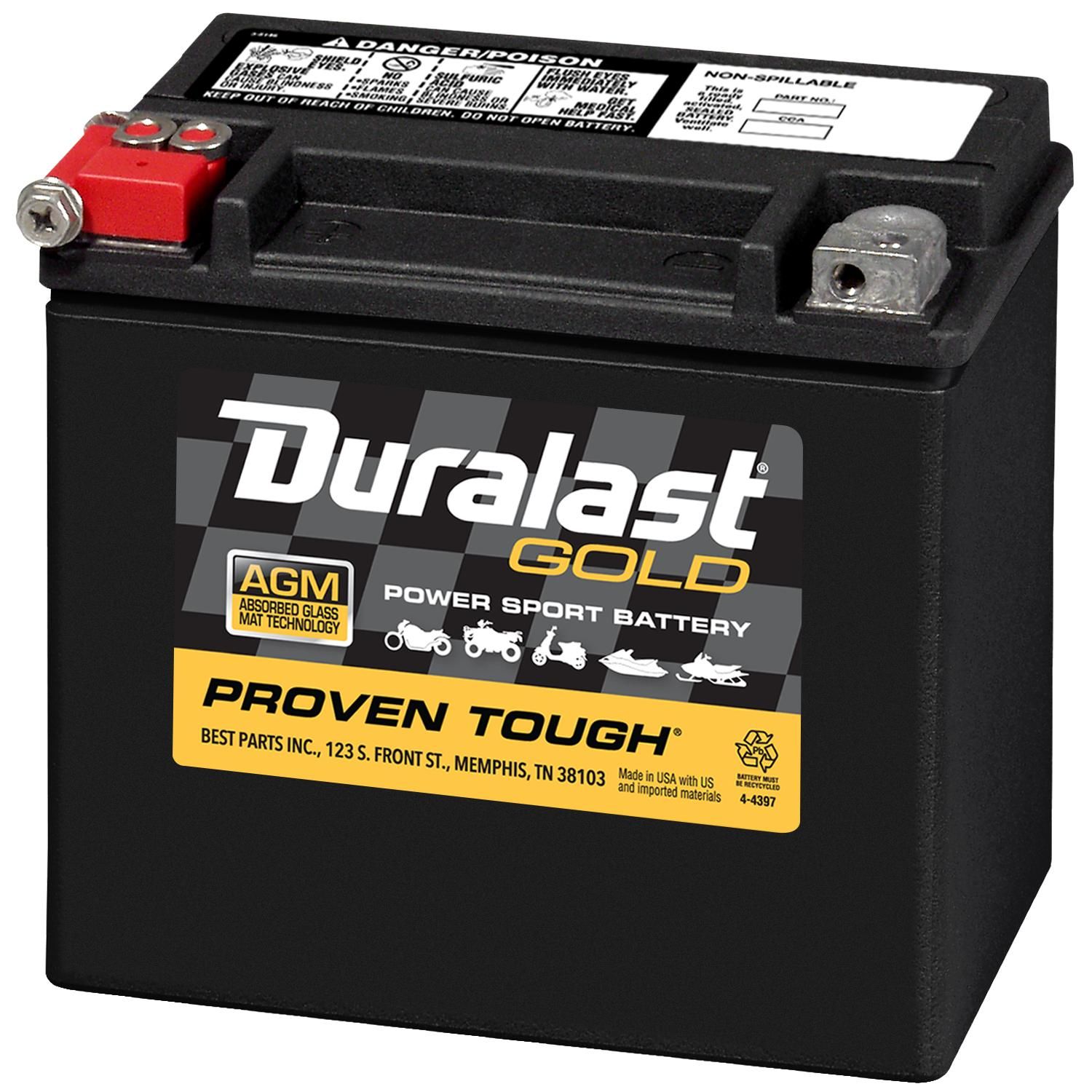 Duralast Gold ETX16 Group B16 AGM Ready-To-Ride Power Sport Battery 325 CCA