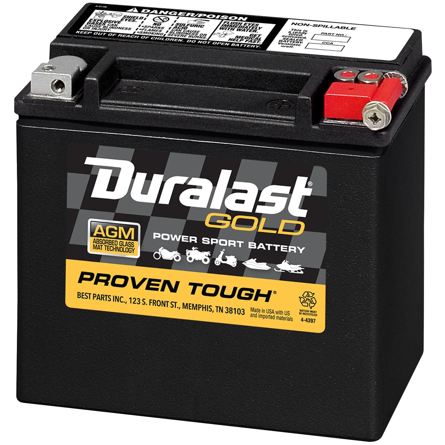 Duralast Gold Etx16l Group B16l Agm Ready To Ride Power Sport Battery 325 Cca