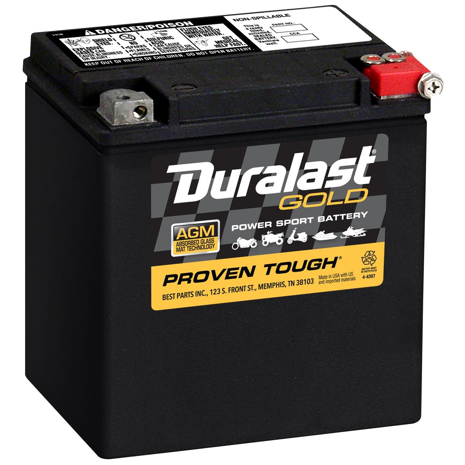 Batería Duralast Gold ETX30LA Grupo BTX30L AGM Ready-To-Ride Power Sport 400 CCA