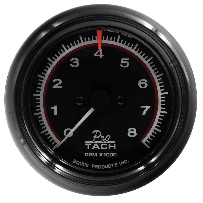 Equus 3 3/8in 08,000 RPM Black Tachometer Gauge
