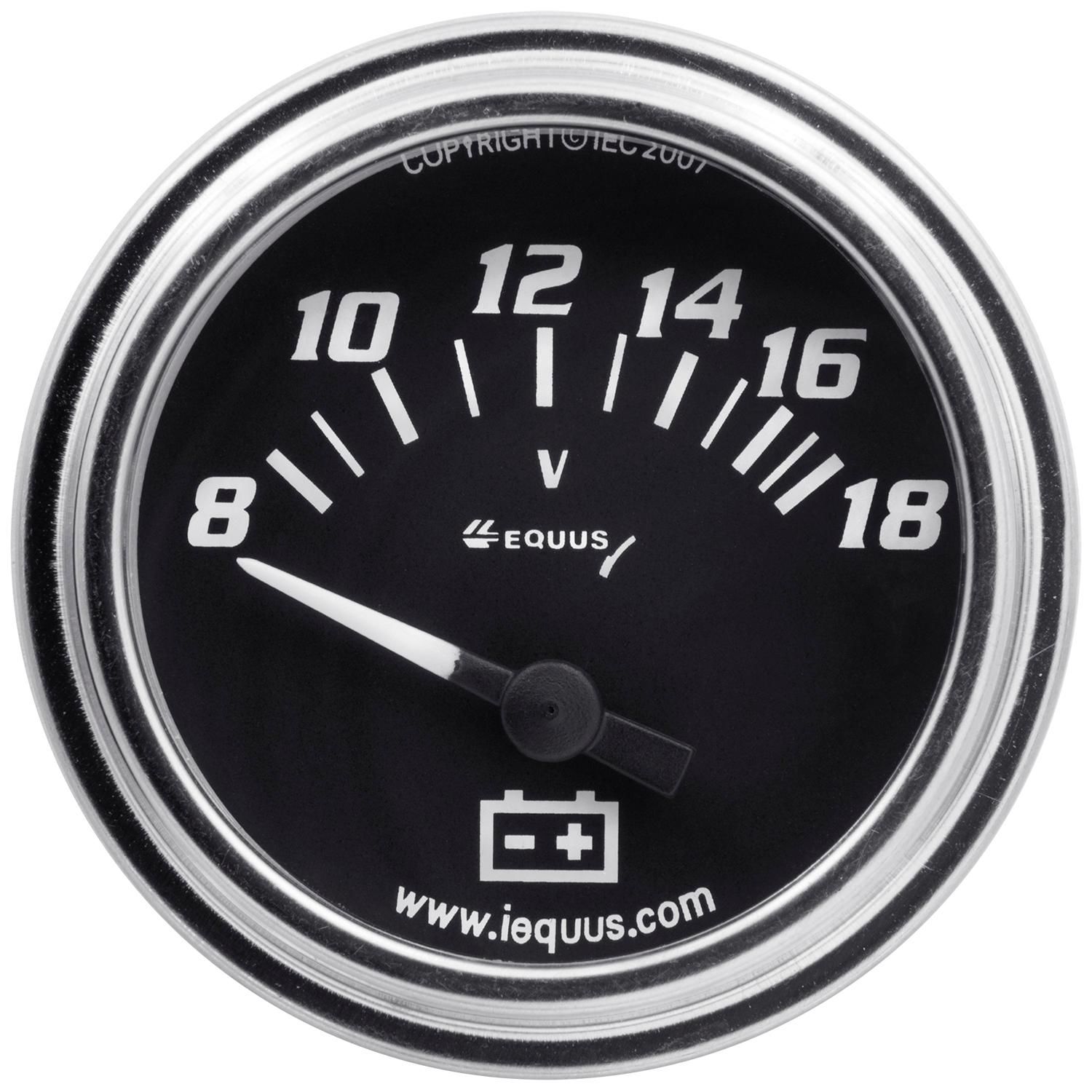 Equus Black Face Chrome Bezel 2in 818 Volt Electric Voltmeter Gauge