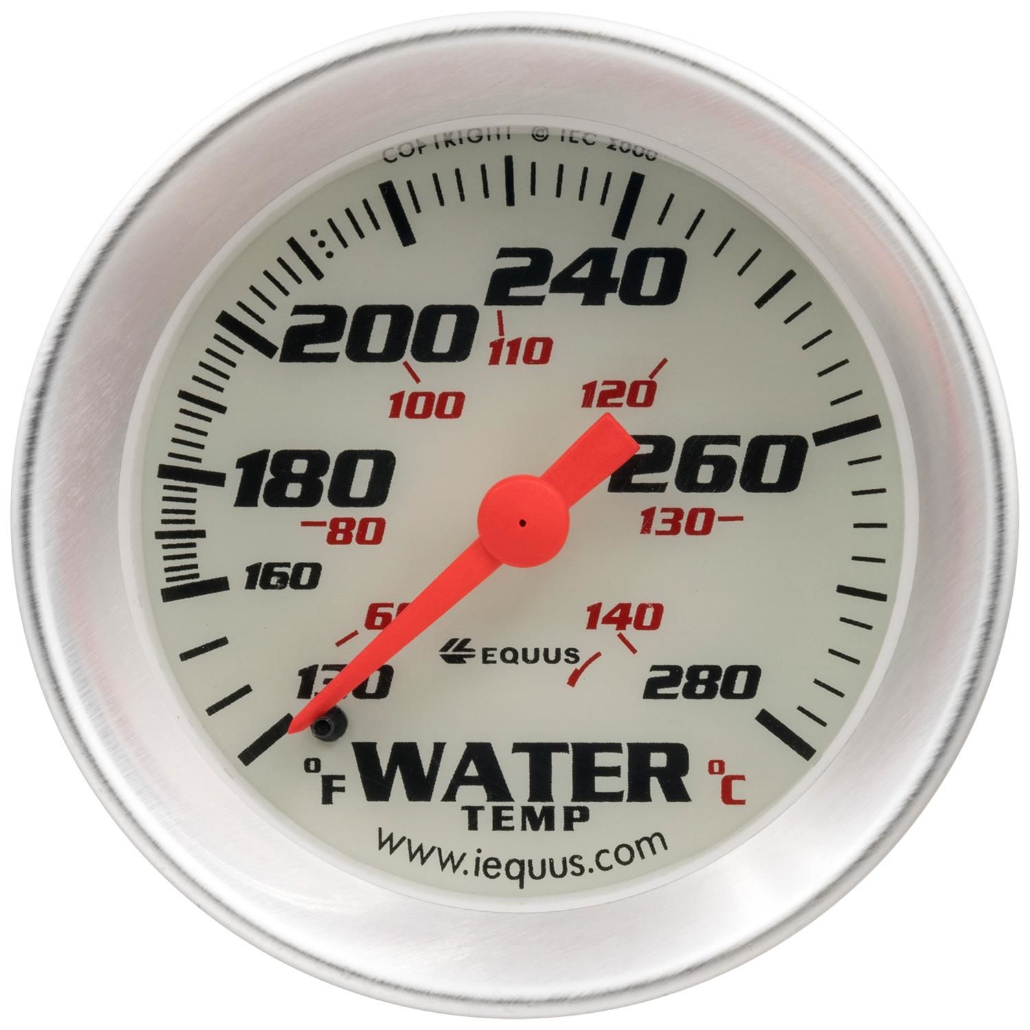 Equus White with Aluminum Bezel 2in Mechanical Water Temperature Gauge