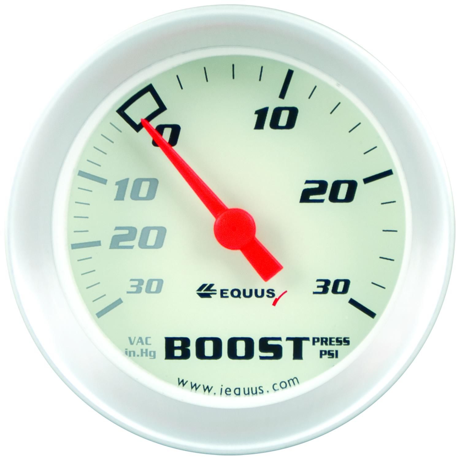 Equus White with Aluminum Bezel Vacuum and Boost Gauge