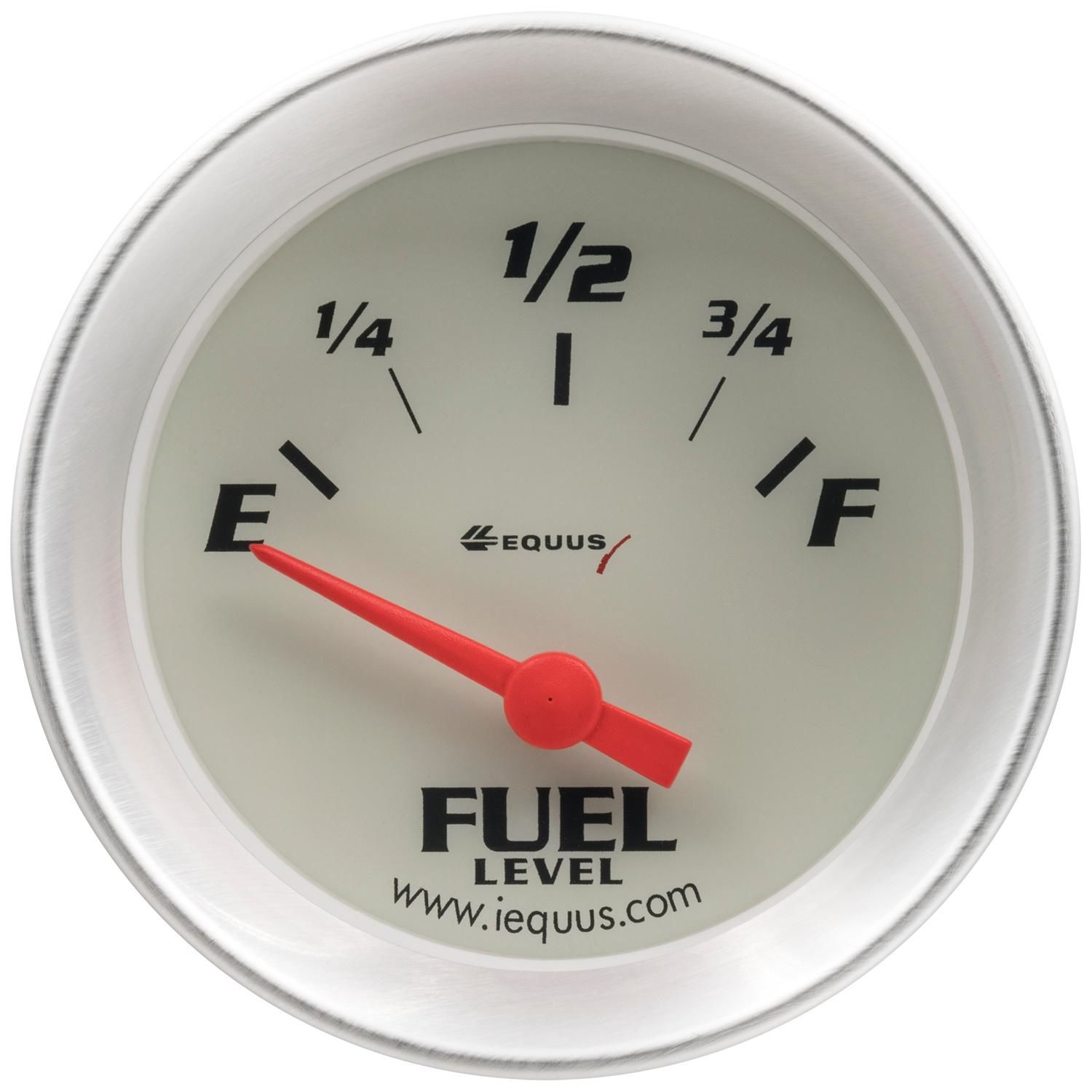 Equus White with Aluminum Bezel 2in Fuel Level Gauge