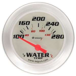 Equus White 2 5/8in Electric Water Temperature Gauge with Aluminum Bezel