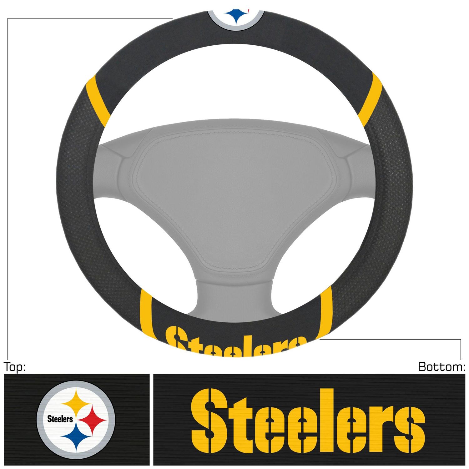 FANMATS Pittsburgh Steelers 15in Steering Wheel Cover