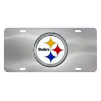 FANMATS 6 in. X 12 in. Stainless Steel Die Cast Pittsburgh Steelers License Plate Frame