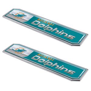 FANMATS 60603 Miami Dolphins Heavy Duty Aluminum Embossed Color Emblem,  Auto Emblem Decal - Alternate