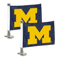 FANMATS 4in x 6in University of Michigan Ambassador Car Flags 2 Piece Set
