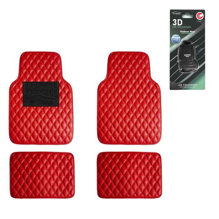 FH Group Luxury Universal Liners Heavy Duty Faux Leather Car Floor Mats  Diamond Design