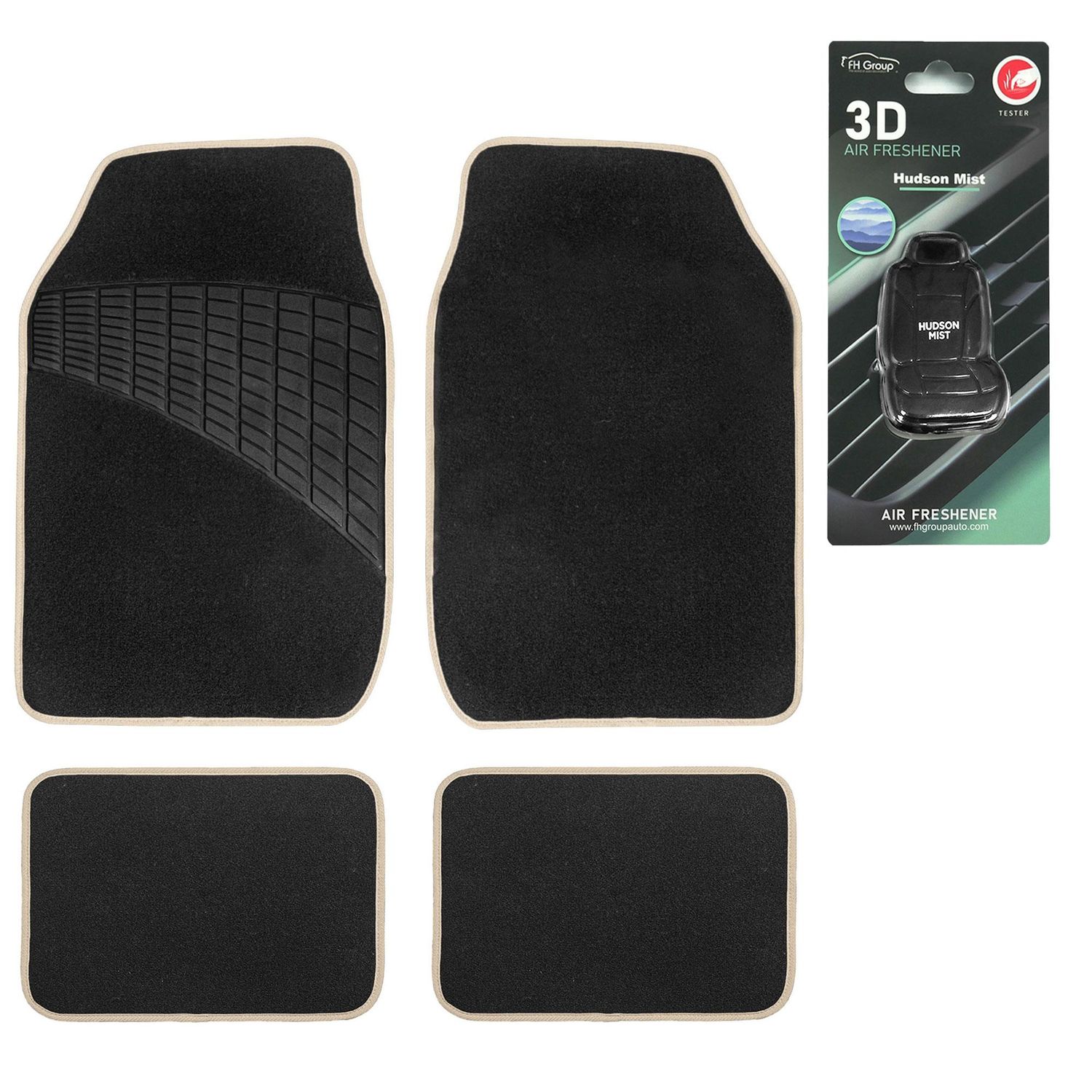 FH Group Color Trimmed Liners Non Slip Car Floor Mats with Rubber Heel