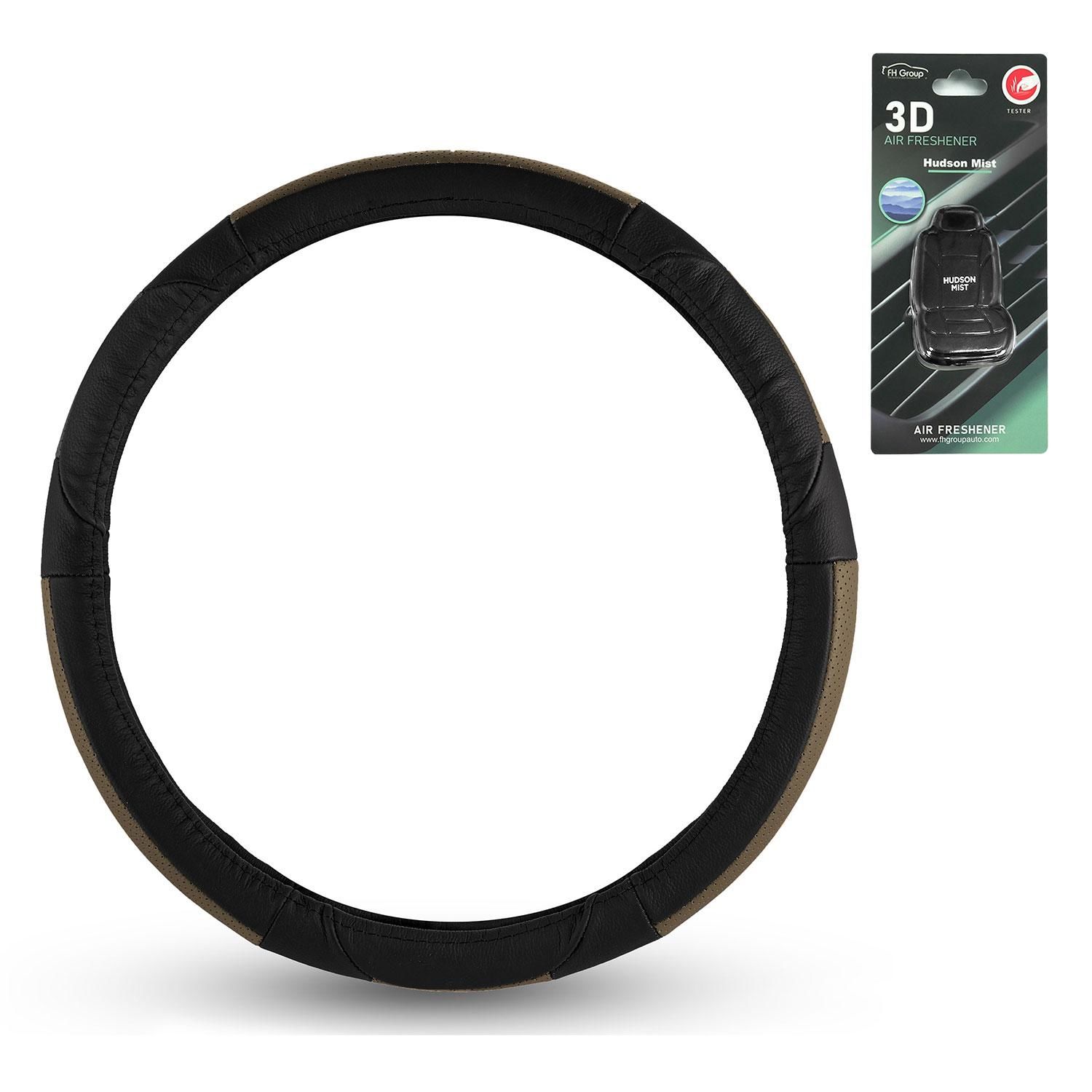 FH Group Deluxe Full Grain Genuine Leather Steering Wheel Cover