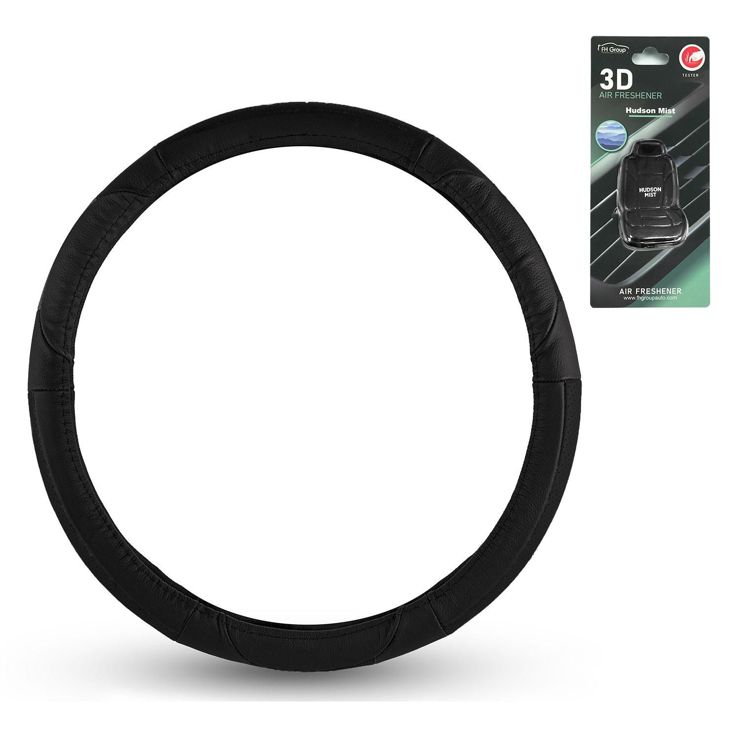 FH Group Deluxe Full Grain Authentic Leather Steering Wheel Cover