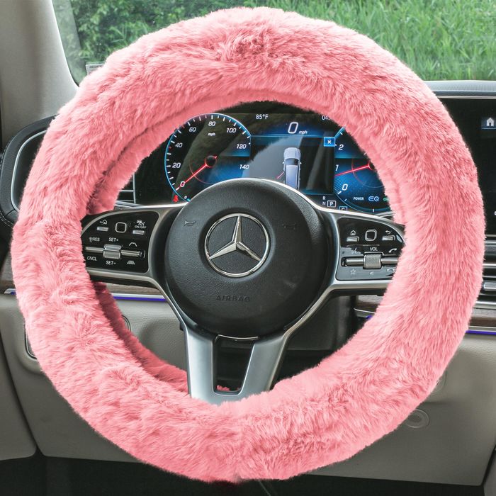 FH Group Doe16 Faux Rabbit Fur Steering Wheel Cover