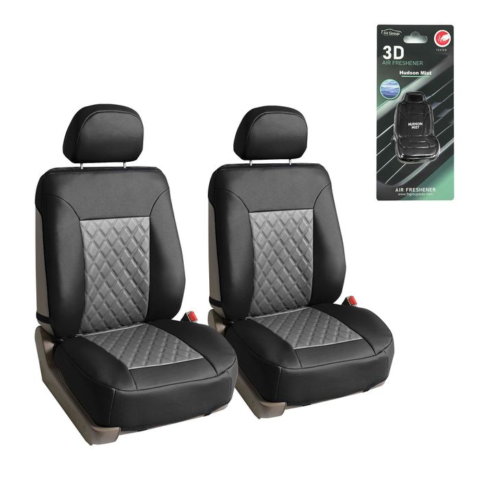FH Group Quality Faux Leather Diamond Pattern Car Seat Cushions