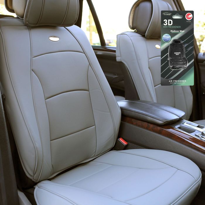 FH Group Gray Soft Leatherette Comfortable Seat Covers Set 5 Piece