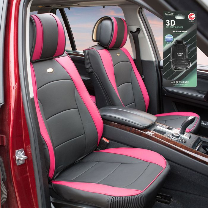 Pink and black seat covers best sale