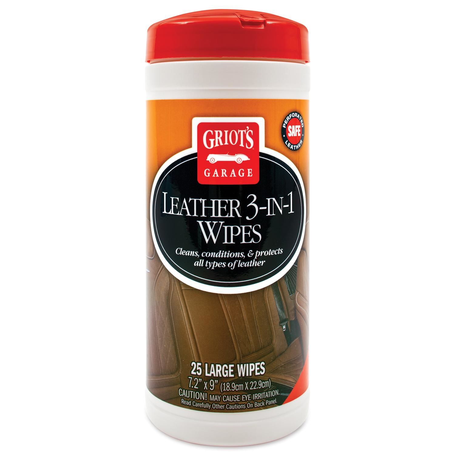 Griot's Garage Leather 3In1 Cleaner Conditioner and Protectant Wipes