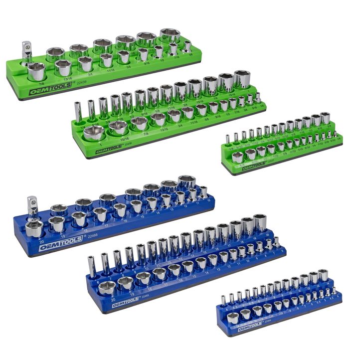 OEMTOOLS Set Metric and SAE Magnetic Socket Tray Set 6 Pack