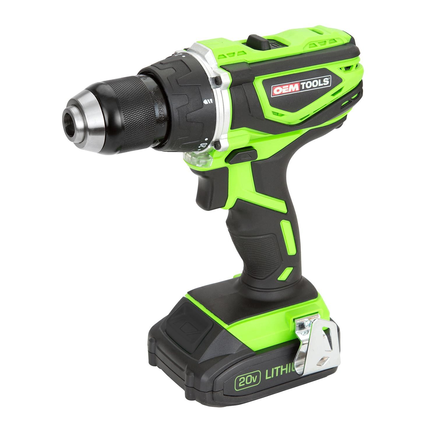 OEMTOOLS 1/2in 20 Volt Lithium Ion 2 Speed Cordless Heavy Duty Drill