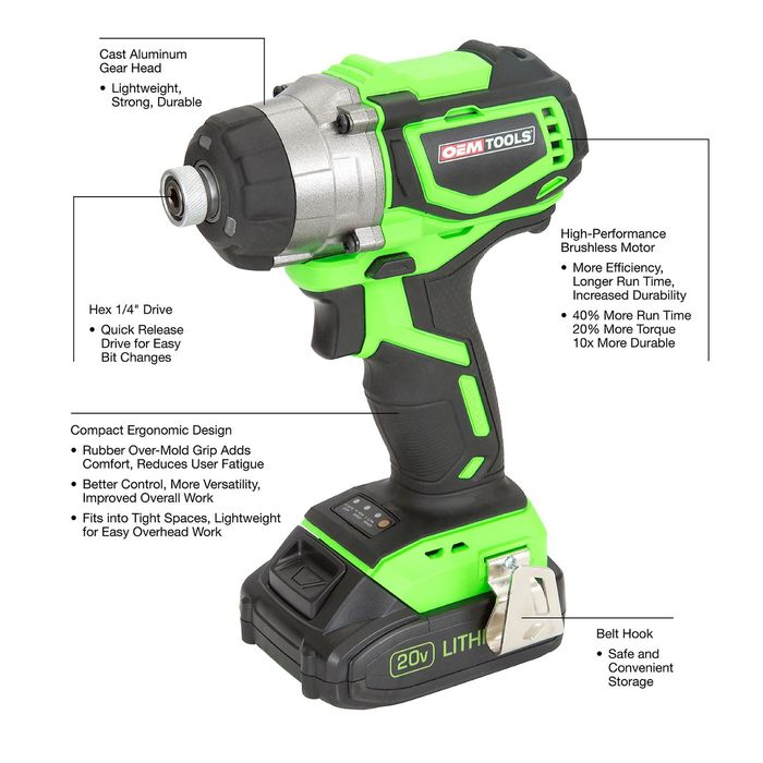 OEMTOOLS 3/8in Drive 20 Volt Lithium Ion Cordless Drill