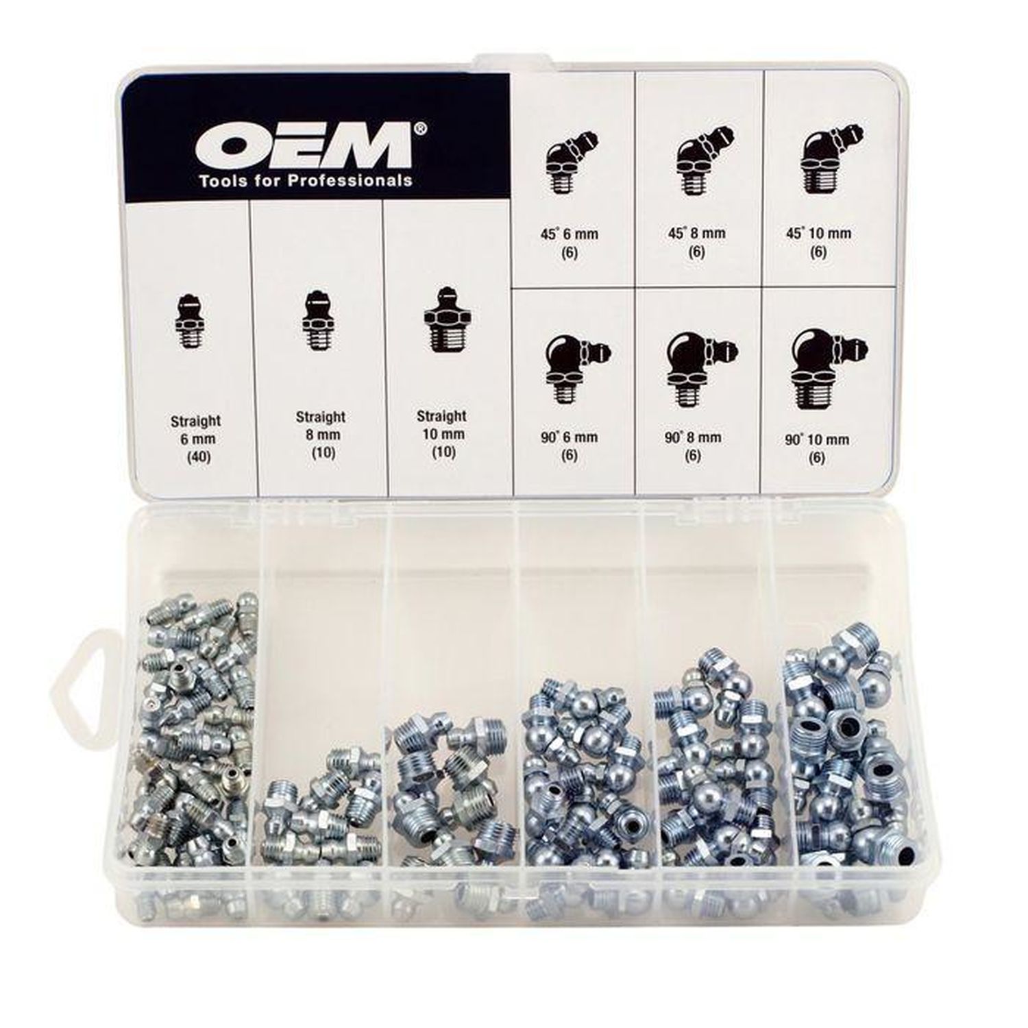 OEMTOOLS Metric Grease Fitting Assortment With Grease Fitting 96 Piece