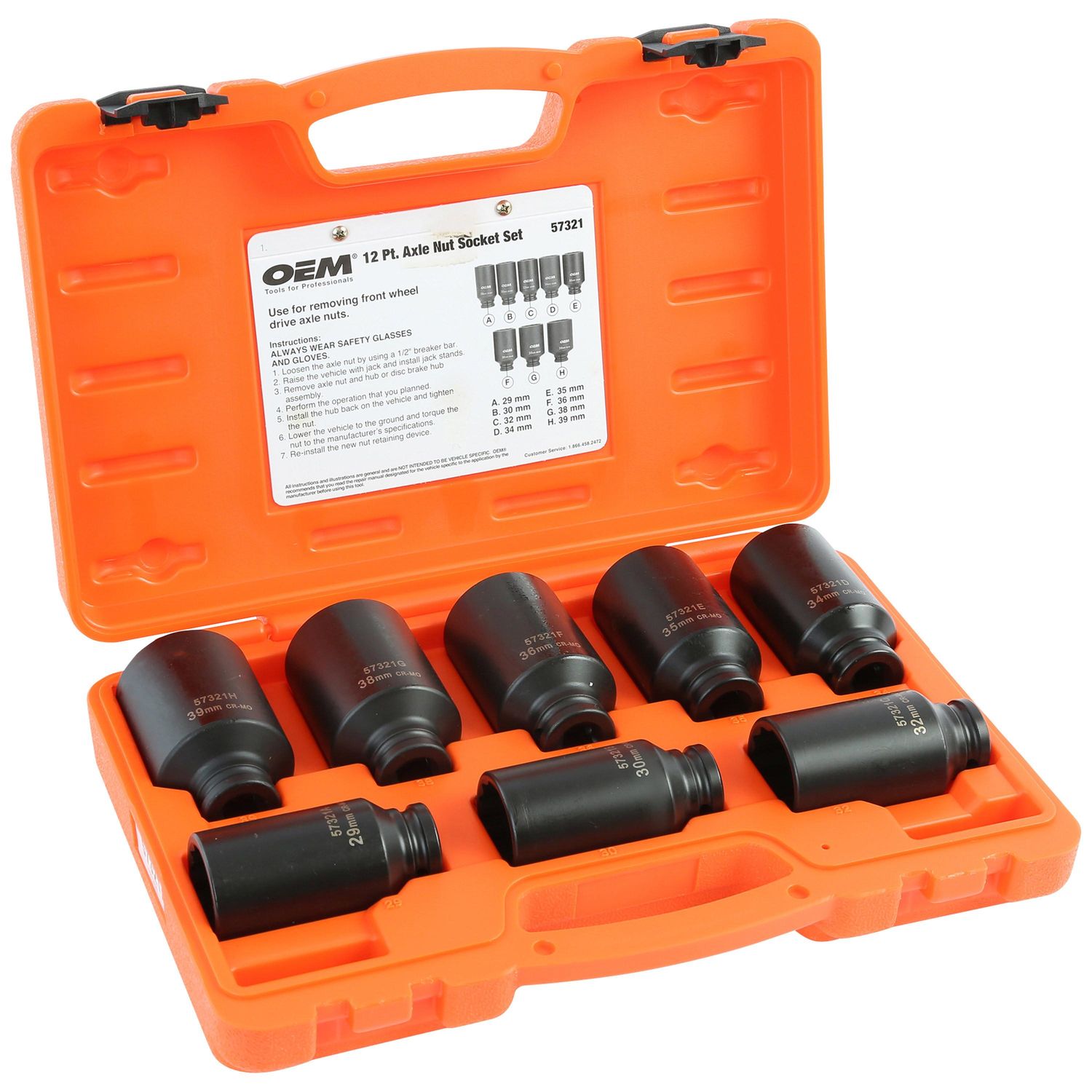 OEMTOOLS 1/2in Drive 12 Point Axle and Spindle and Nut Socket Set