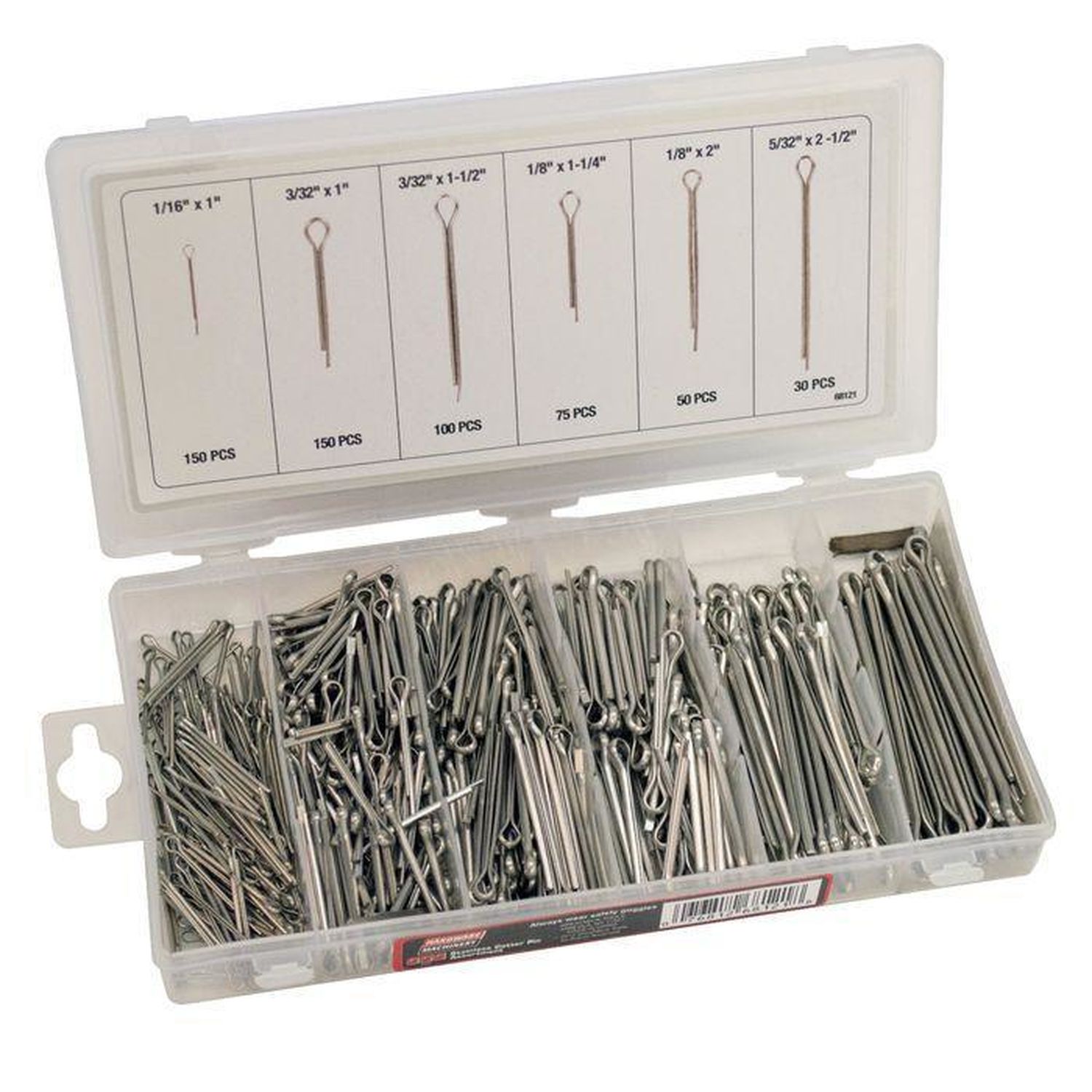 Hardware Machinery 68121 Stainless Cotter Pin Assortment 555 Piece 