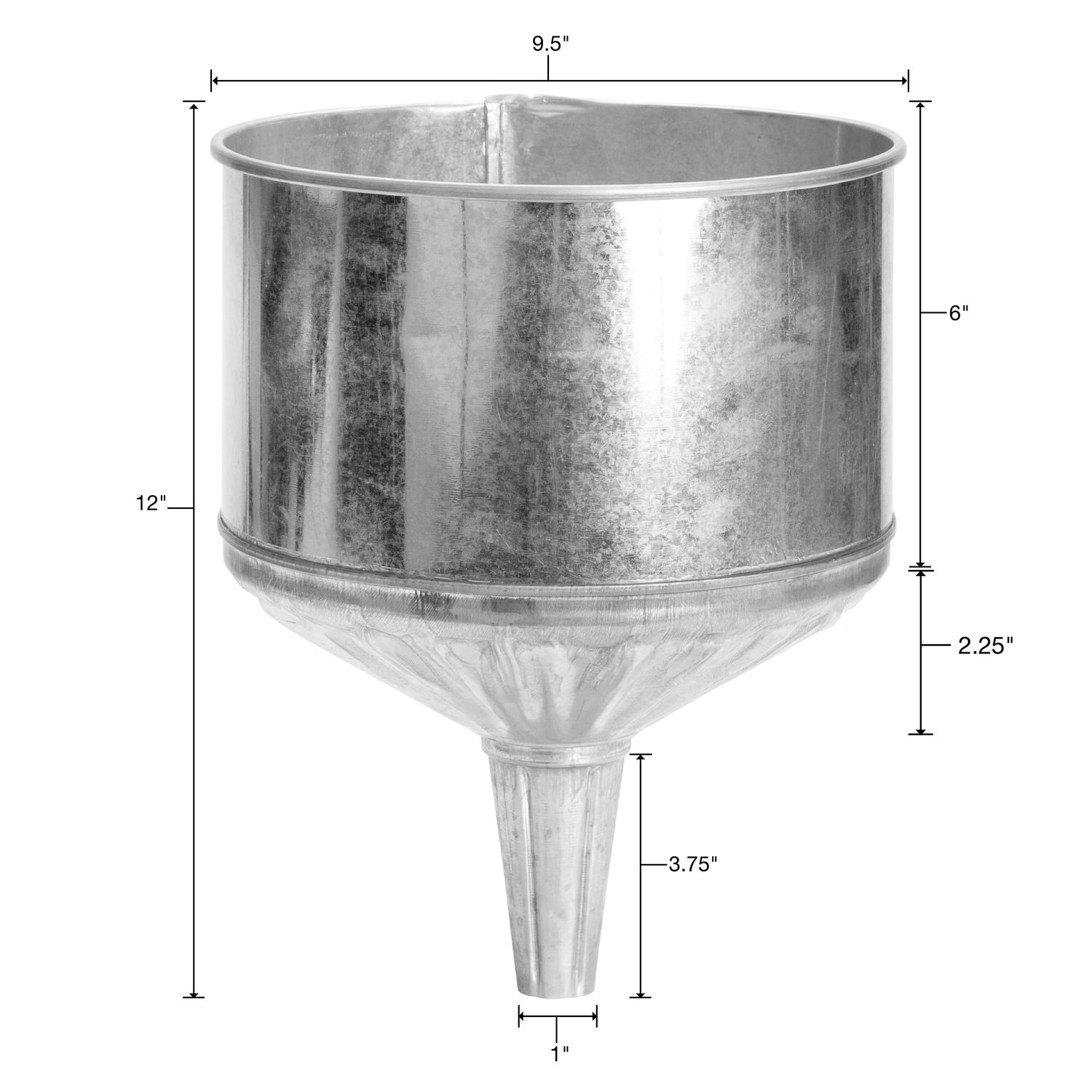 OEMTOOLS 8 Quart Galvanized Steel Funnel