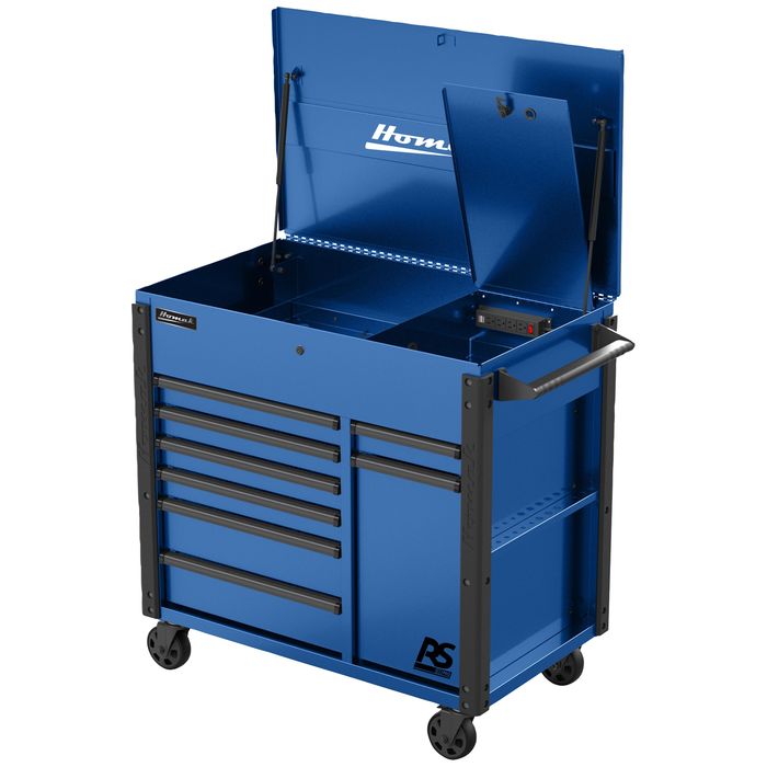 Service Cart w/ Locking Top & Drawer - Blue