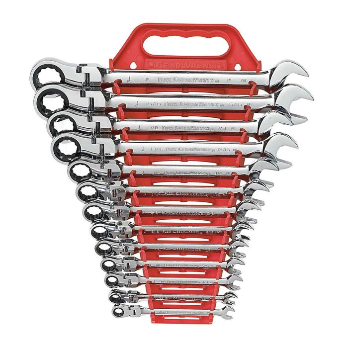 Great Neck 12 Point Sae Flex Head Ratcheting Combination Wrench Set 13 Piece