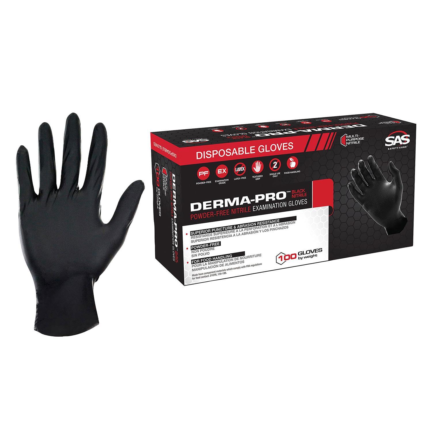 DermaPro Black Nitrile XLarge Disposable Gloves 100 Piece