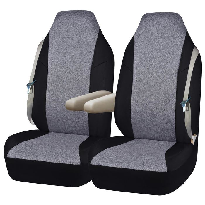 ProElite Black and Gray High Back Cloth Seat Cover Set for Trucks 2