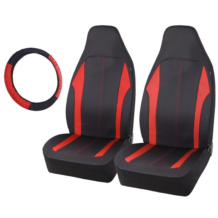 ProElite Black Low Back Cloth Seat Cover Set 3 Piece