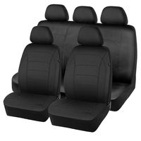 ProElite Black Low Back Faux Leather Quilted Seat Cover Set 2 Piece