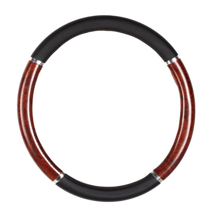 Bell Automotive Burlwood with Black and Chrome Steering Wheel Cover