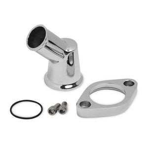 Weiand Satin Finish 45 Degree Aluminum Water Outler for Chevrolet Malibu