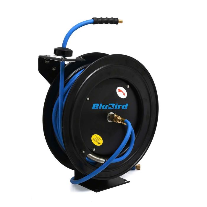 Integrated Supply Network BluBird 3/8in x 50ft Black Rectractable Air Hose  Reel