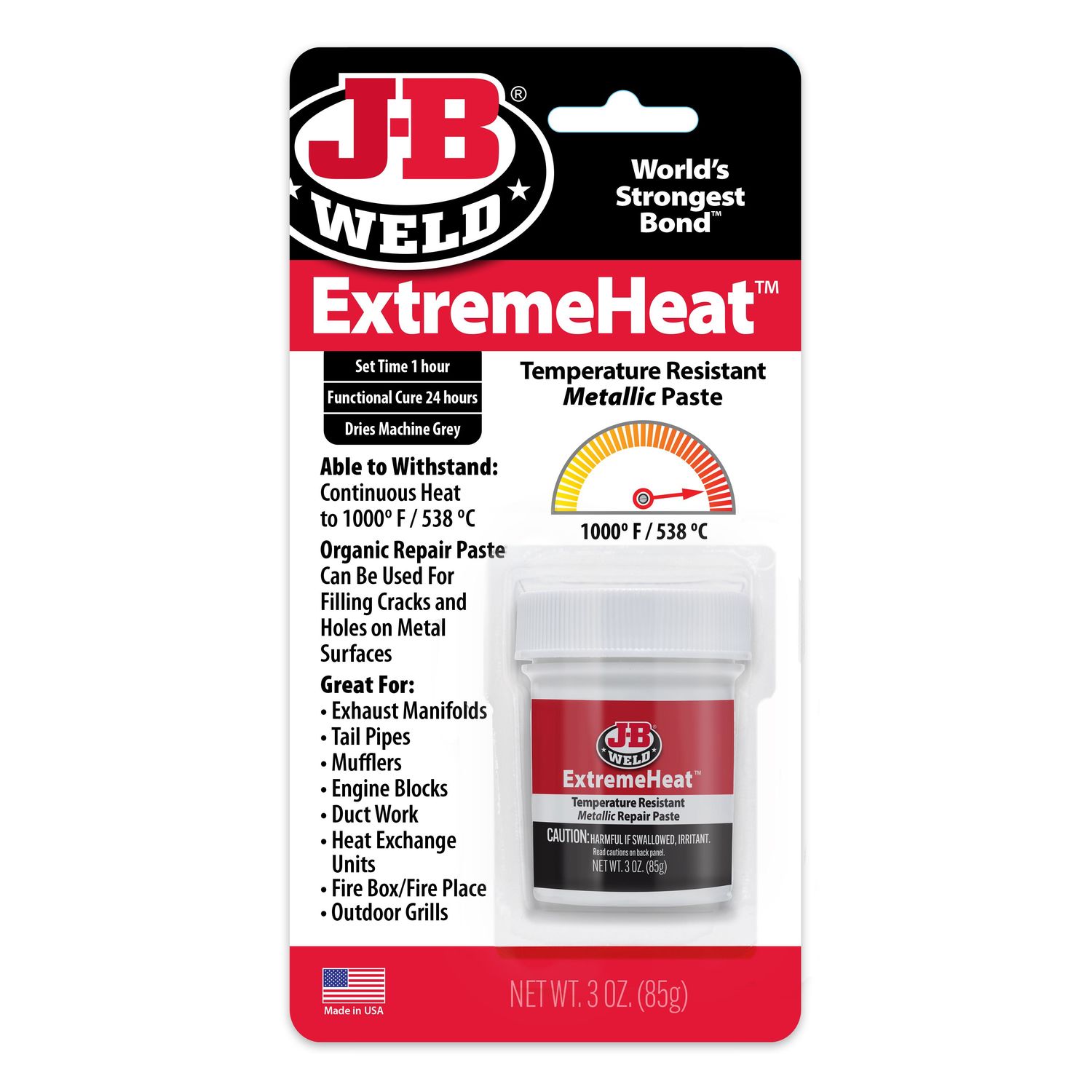 J-B Weld Extreme Heat High Temperature Resistant Metallic Paste 3oz