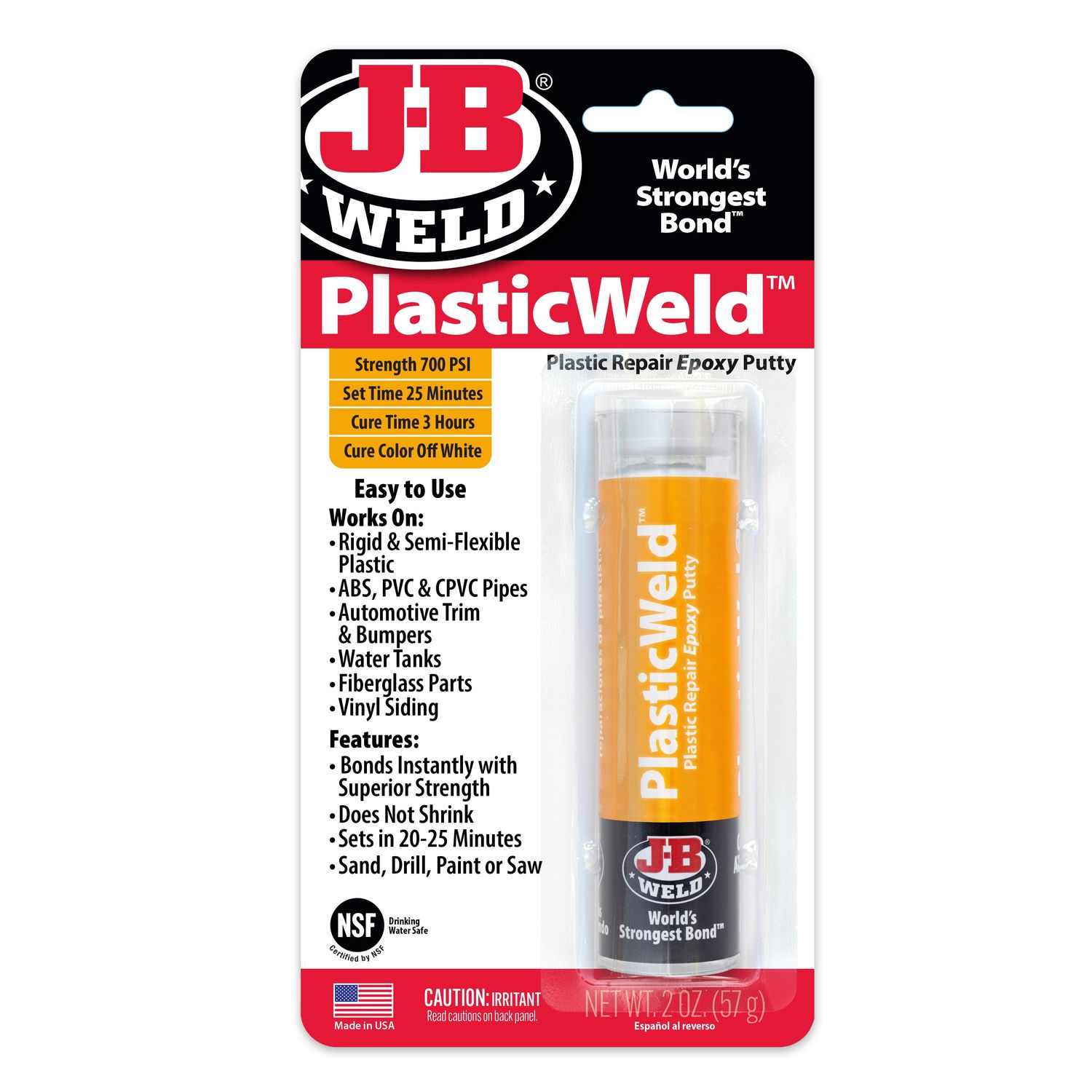 JB Weld Plastic Weld Putty Stick