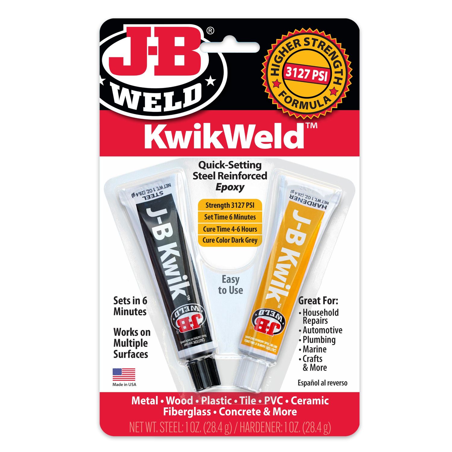 J B Weld Kwik Adhesive Epoxy Compound 2oz