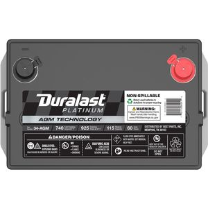 Duralast Platinum Battery 34 Agm Group Size 34 740 Cca