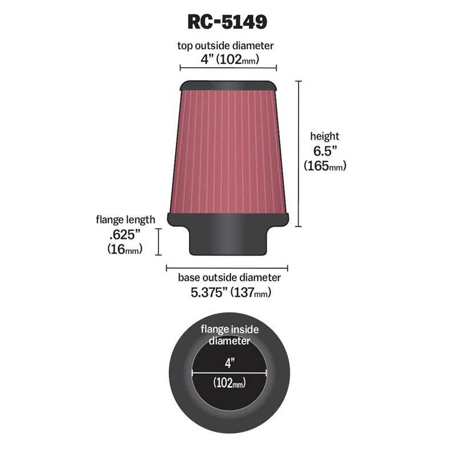 K&N RC-5149 Universal Air Filter