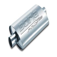 Borla 9.5in W X 4in H Case, Single 2 1/4in Center Inlet, Single 2 1/4in Center Outlet Stainless Steel