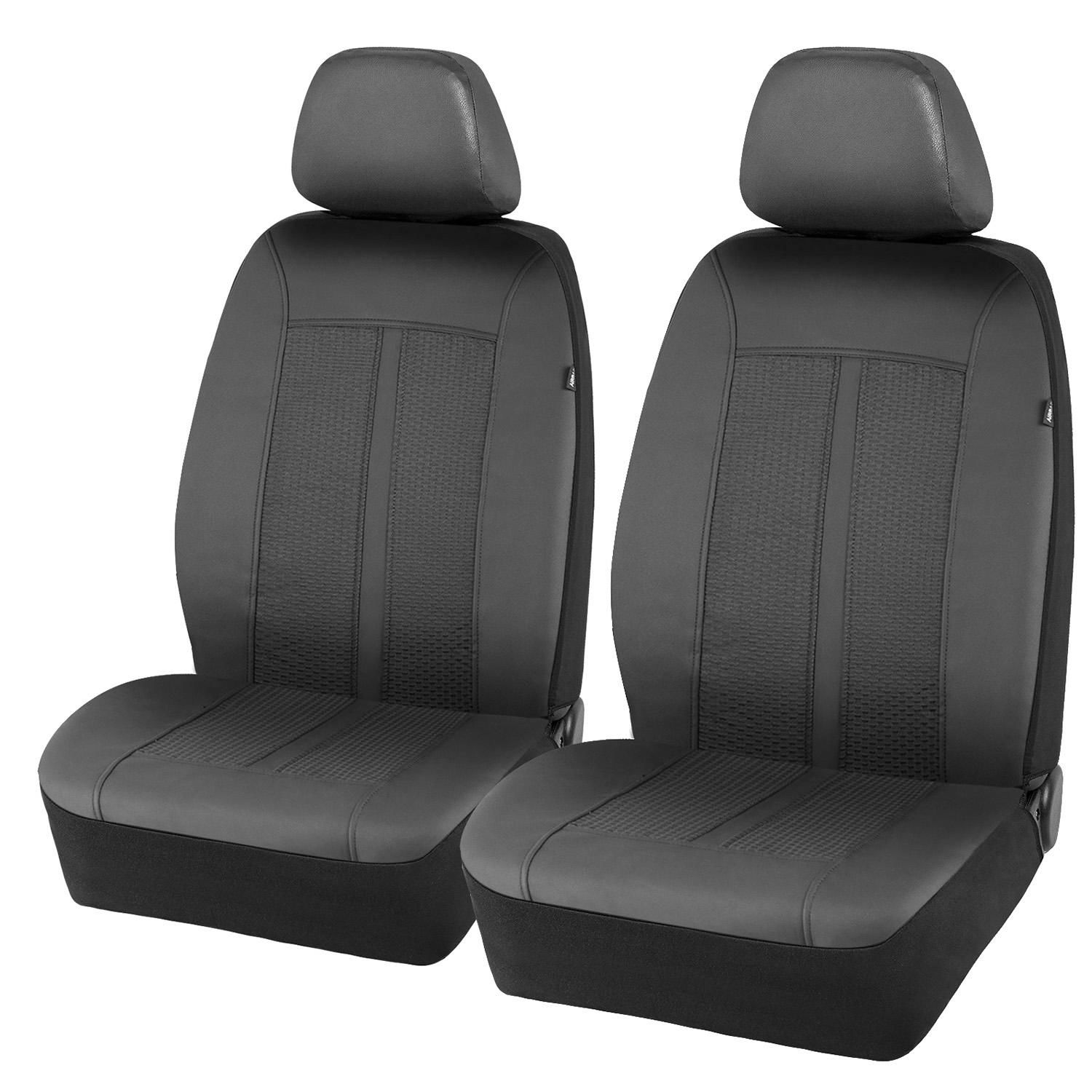 Proelite Gray Low Back Faux Leather Seat Cover Set 2 Piece