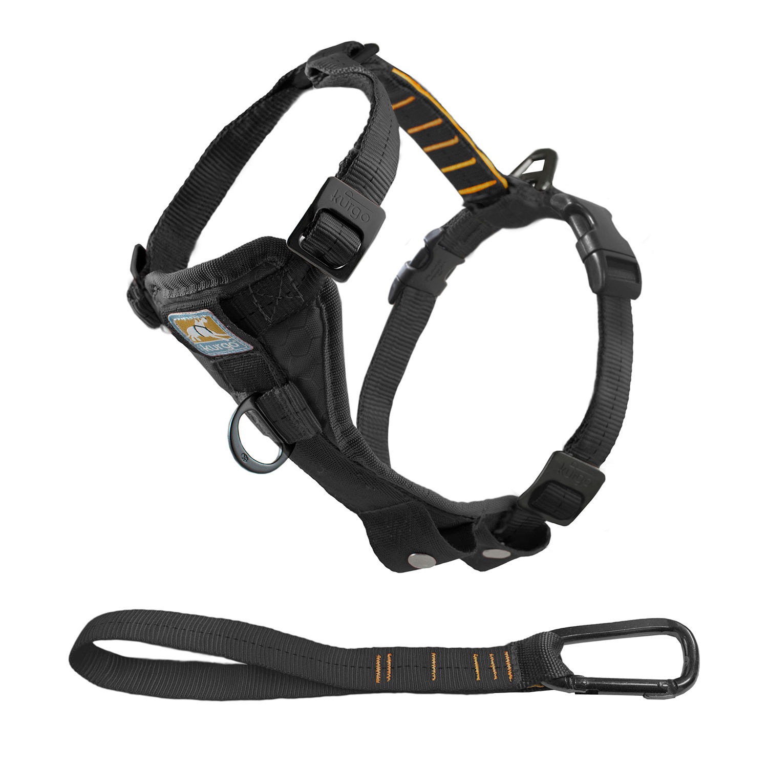 Kurgo Black medium quick release trufit smart harness with seatbelt tether