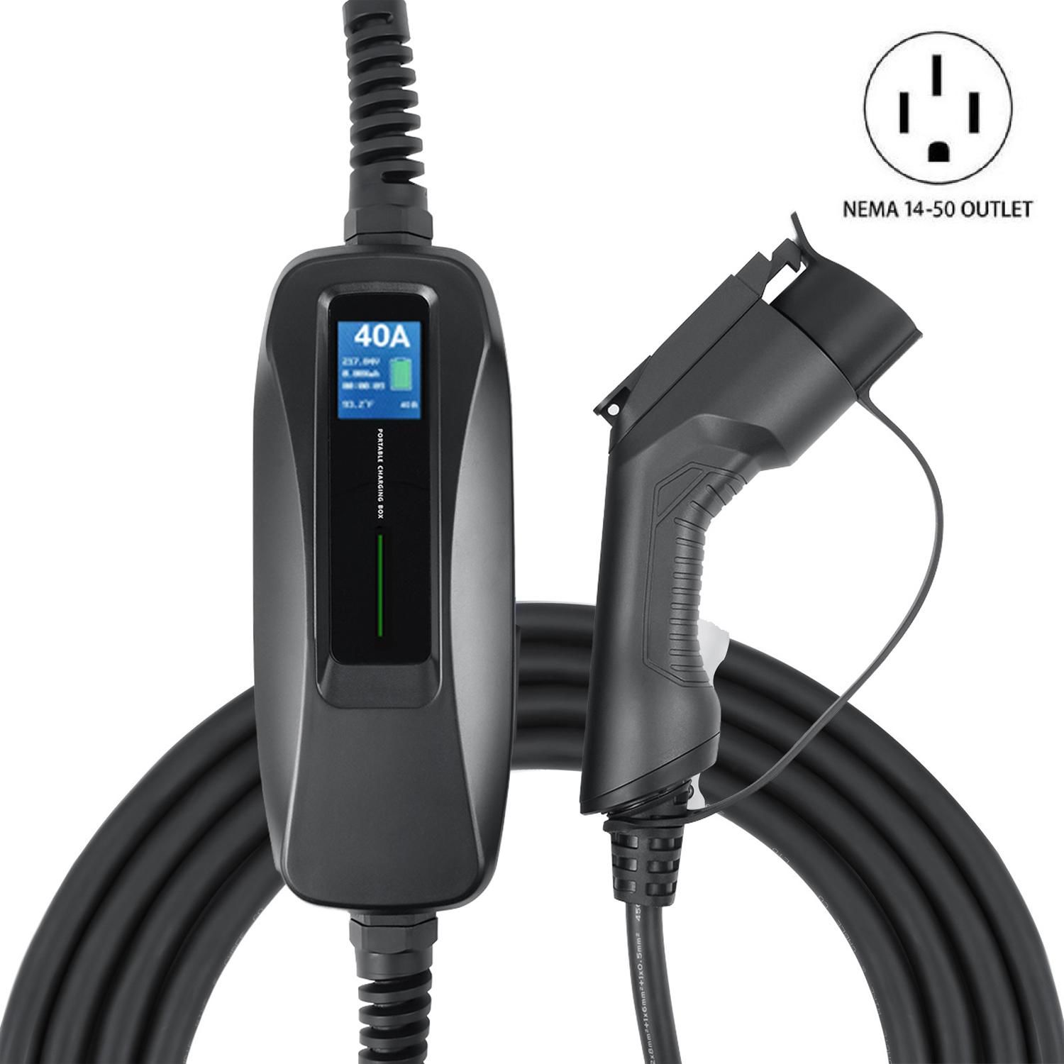 Lectron 240 Volt 40 Amps Level 2 Electric Vehicle Charger with 18ft  Extension Cord J1772 Cable and NEMA 14-50 Plug