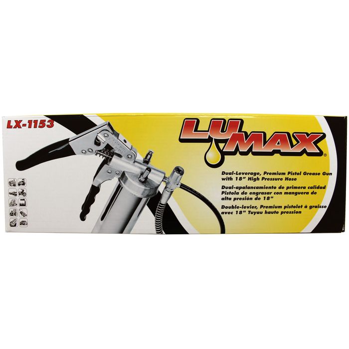Lumax Heavy Duty Premium DualLeverage Pistol Grease Gun