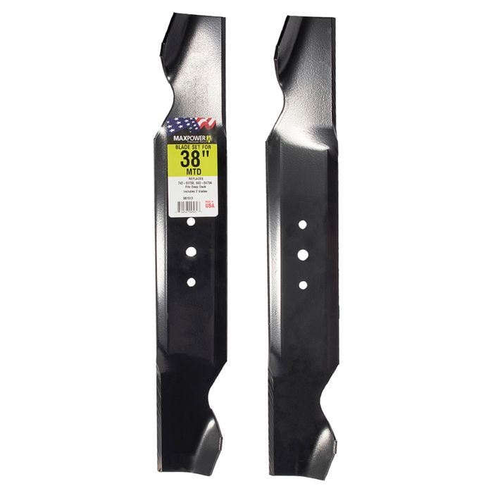 MaxPower 38in Deep Deck Cut Mower Blade Set for Many MTD Cub Cadet and Troy Bilt Mowers