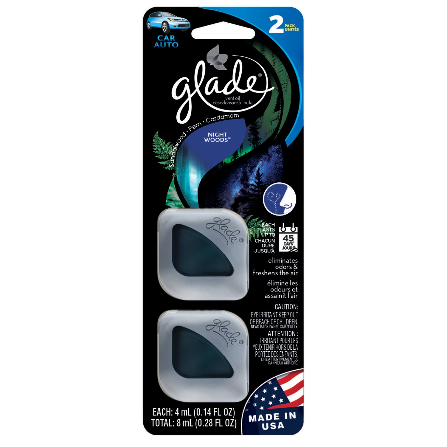 Glade Night Woods Scent Vent Diffuser Air Freshener 2 Pack